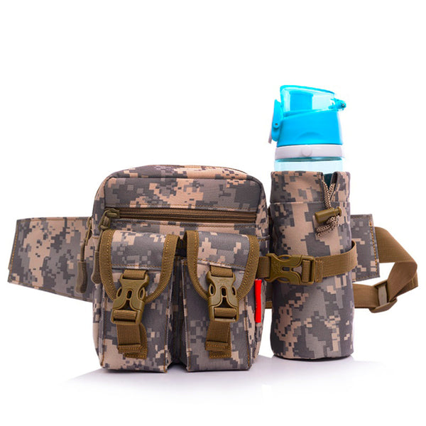 Unisex Bum Waist Bag Sport Fanny Pack Detachable Water Bottle Holder Belt Pouch Tactical Bag Outdoor Travel Military Equipment