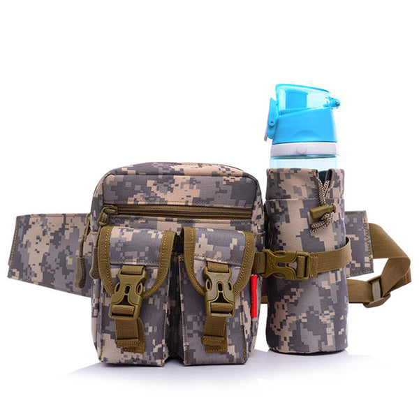 Unisex Bum Waist Bag Sport Fanny Pack Detachable Water Bottle Holder Belt Pouch Tactical Bag Outdoor Travel Military Equipment