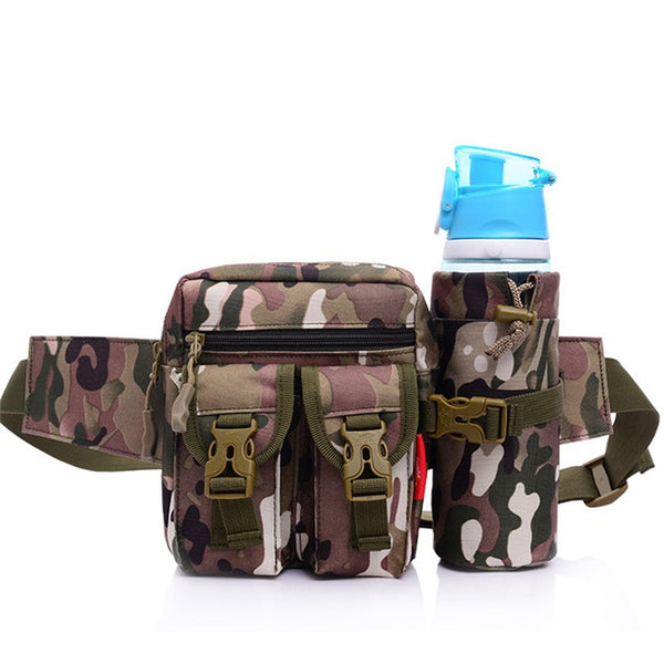 Unisex Bum Waist Bag Sport Fanny Pack Detachable Water Bottle Holder Belt Pouch Tactical Bag Outdoor Travel Military Equipment