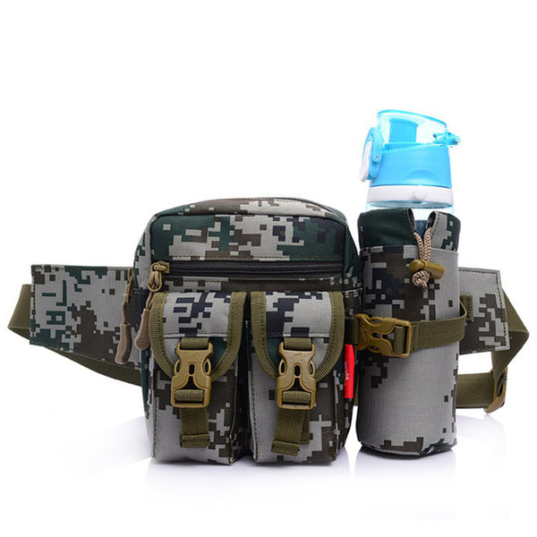 Unisex Bum Waist Bag Sport Fanny Pack Detachable Water Bottle Holder Belt Pouch Tactical Bag Outdoor Travel Military Equipment