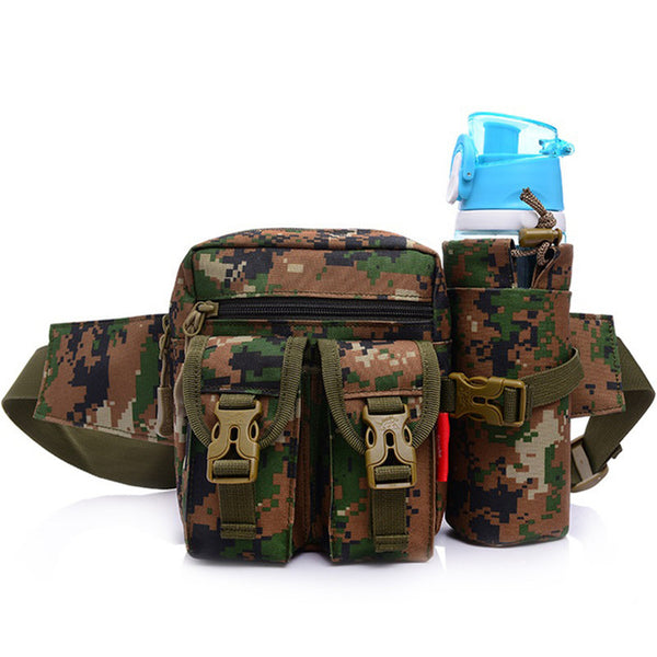 Unisex Bum Waist Bag Sport Fanny Pack Detachable Water Bottle Holder Belt Pouch Tactical Bag Outdoor Travel Military Equipment