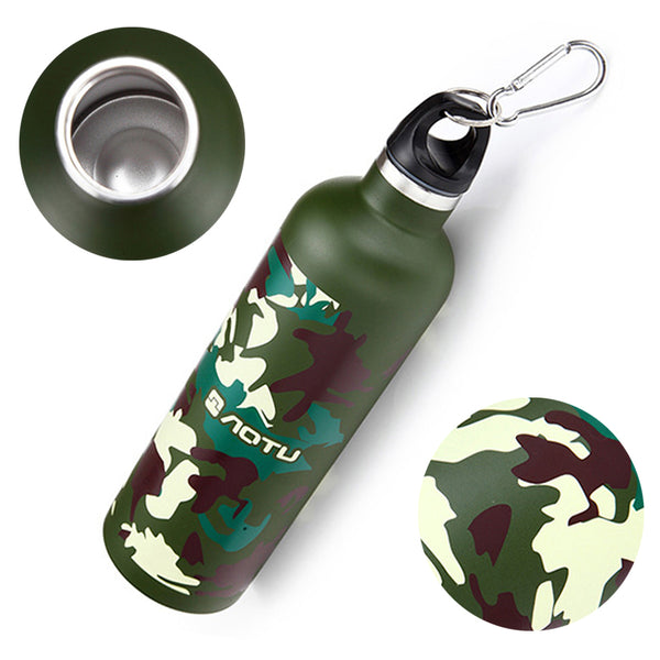 600ml Outdoor Sports Camouflage Water Bottle Purity Aluminium Student Traveling Portable Cup Cycling Shaker Bike Accessories