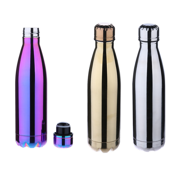 3 Colors bike bottle 500ml Water Cup Portable Vacuum Insulated Stainless Steel Mirror Water Bottle Bicycle Accessories