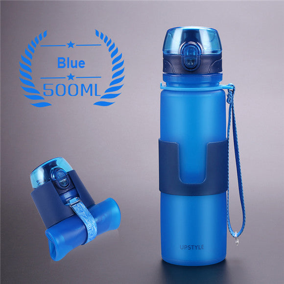 WEST BIKING Cycling Water Bottle Portable Foldable Leakproof MTB Bike Bottle 500ML Camping Silicone Folding Bicycle Water Bottle