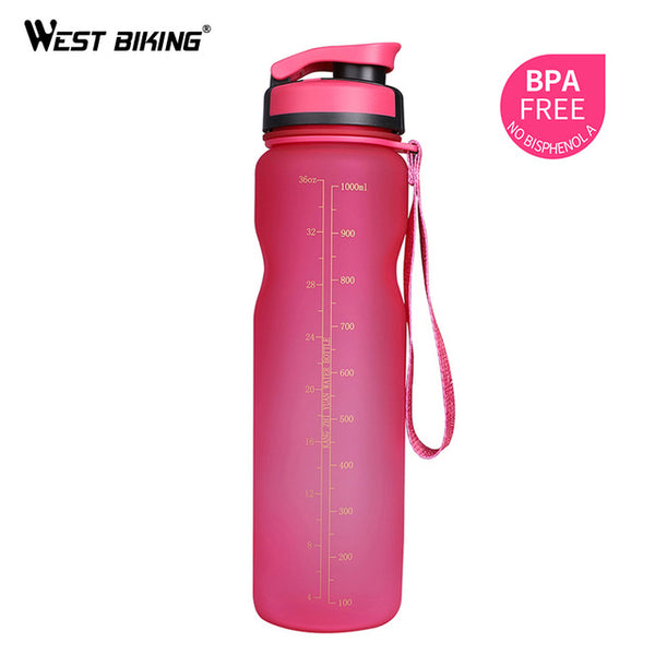 WEST BIKING 1000ML BPA FREE Bicycle Water Bottle Bike Bottles Filter Portable Kettle Leak-Proof Cup Sport Cycling Drink Bottle