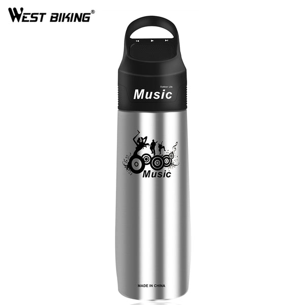 WEST BIKING 750ML Bluetooth Music Bicycle Bottle Vacuum Cup Double Wall Stainless Steel Bike Water Thermos Cups Sports Bottles