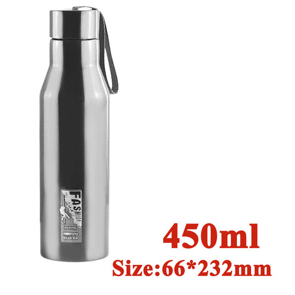 Outdoor Water Bottle Double Wall Stainless Steel Vacuum Hiking Sports Traveling Water Bottle with Portable Rope 450ML 720ML