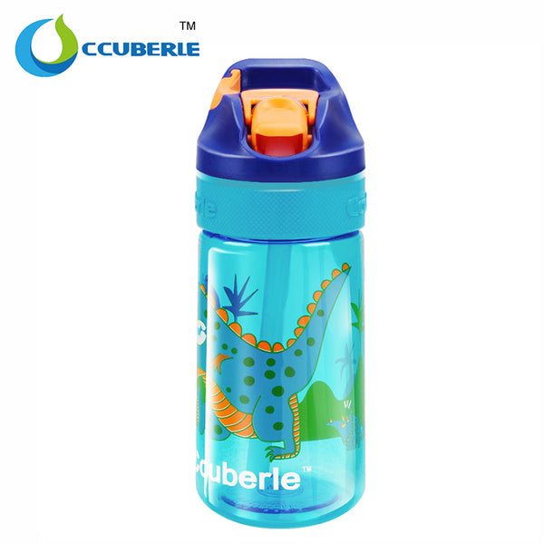 CCUBERLE 450ML Kids Cartoon Water Bottle BPA FREE with Straw Portable Drinkware Leak-Proof Children Sports Bicycle Water Bottles