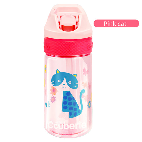 CCUBERLE 450ML Kids Cartoon Water Bottle BPA FREE with Straw Portable Drinkware Leak-Proof Children Sports Bicycle Water Bottles