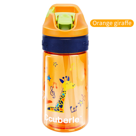 CCUBERLE 450ML Kids Cartoon Water Bottle BPA FREE with Straw Portable Drinkware Leak-Proof Children Sports Bicycle Water Bottles